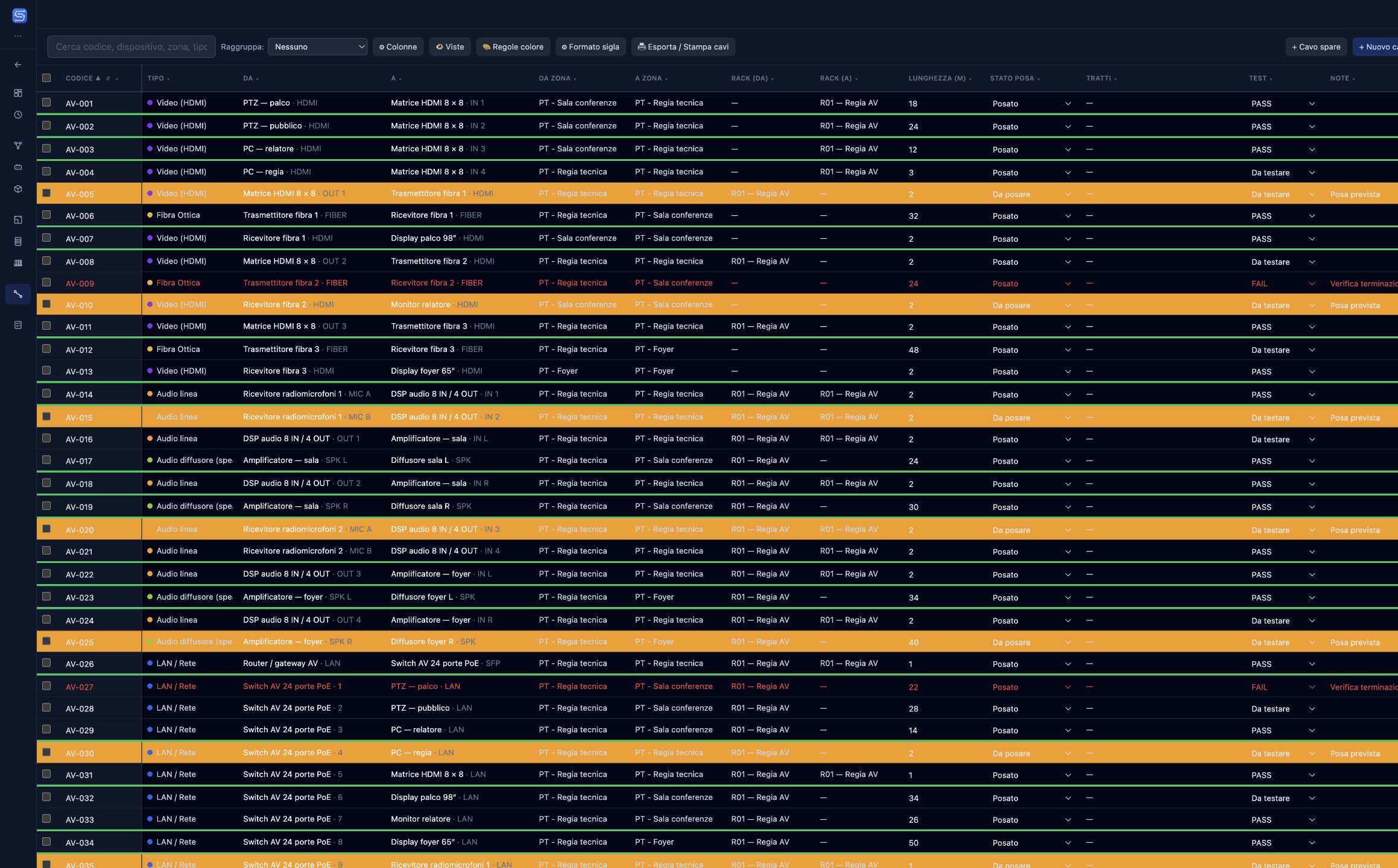 Cable Schedule: tema scuro